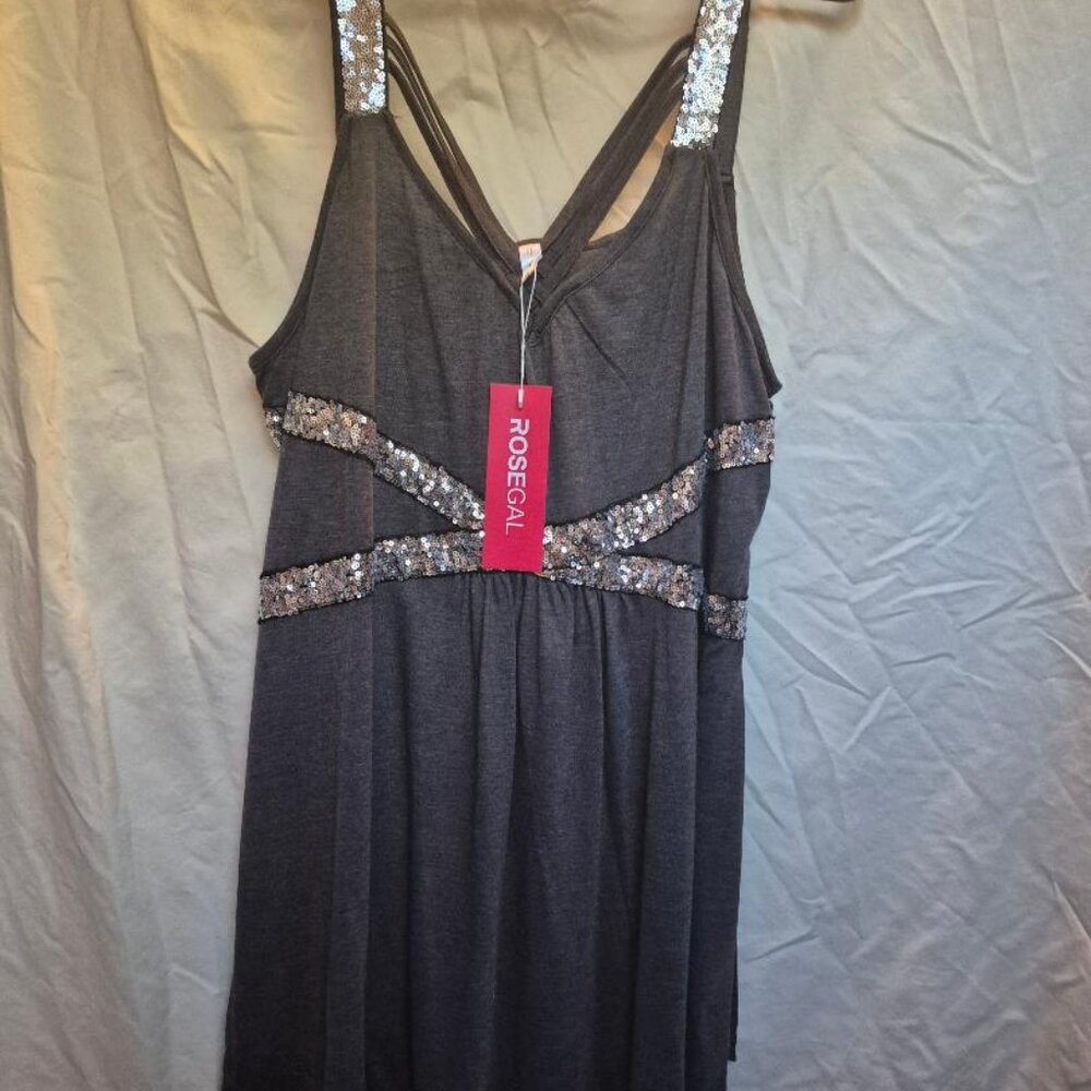 NWT Rosegal Sequin Sleeveless Dress Top - Gray and Silver L XL